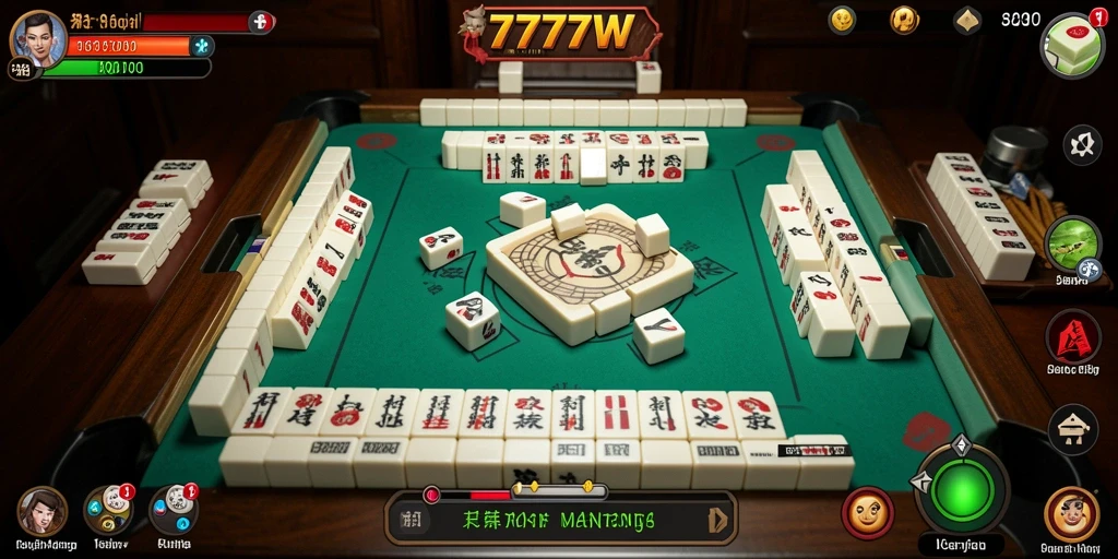 Screenshot gameplay Mahjong dari 7777W yang menunjukkan keseruan permainan.