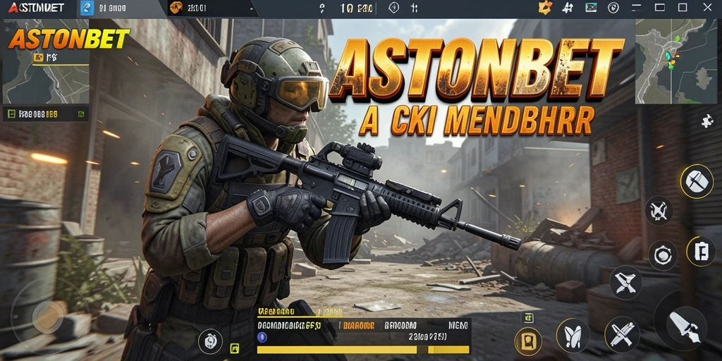 Tampilan gameplay <strong>ASTONBET</strong> yang menegangkan dengan aksi menembak cepat.