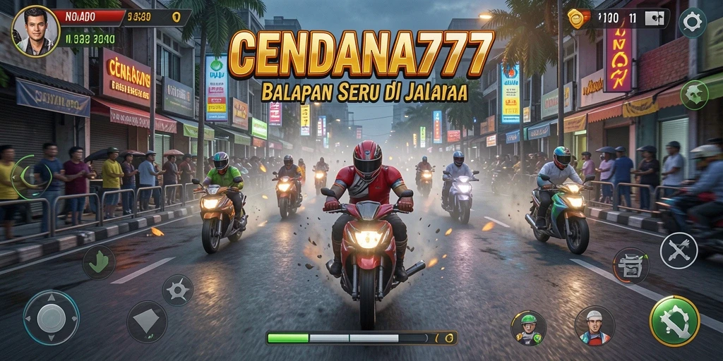 Tampilan gameplay CENDANA777 dengan balapan menegangkan di jalanan.