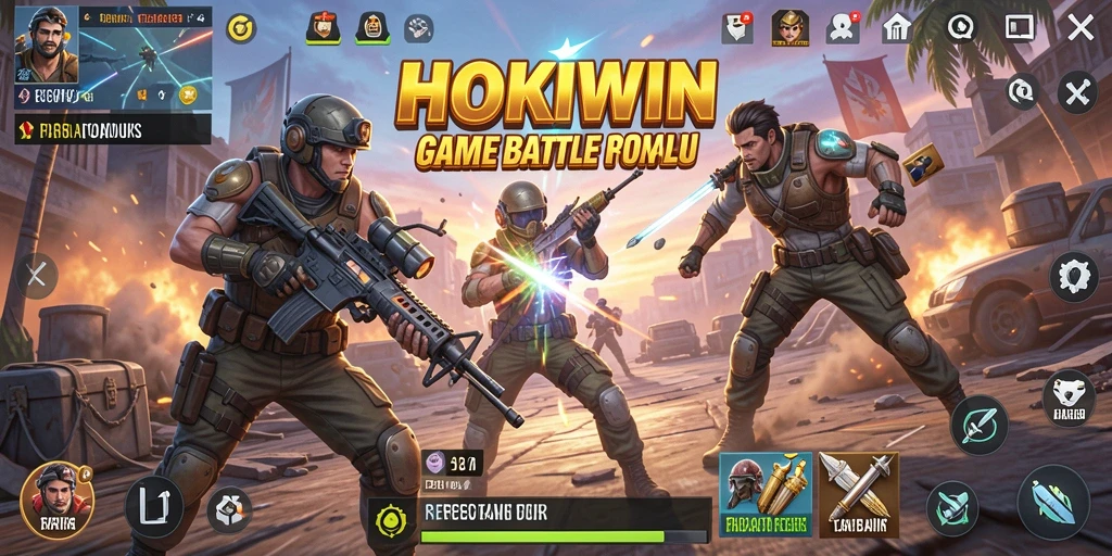 Screenshot HOKIWIN menampilkan gameplay Battle Royale yang mendebarkan dan seru.