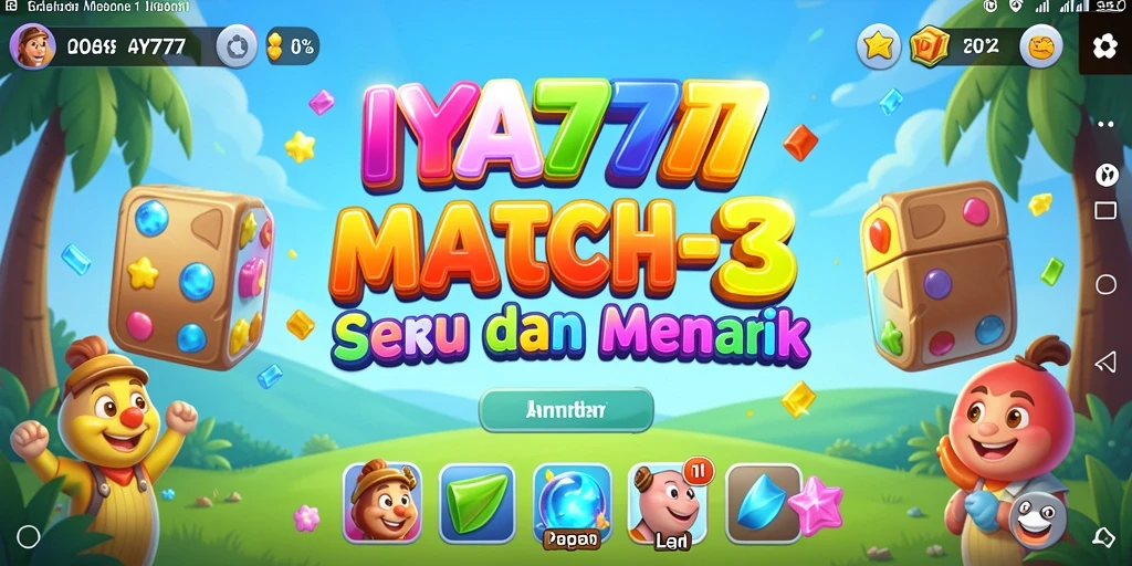 Screenshot utama IYA777 menunjukkan momen seru dalam permainan Match-3.