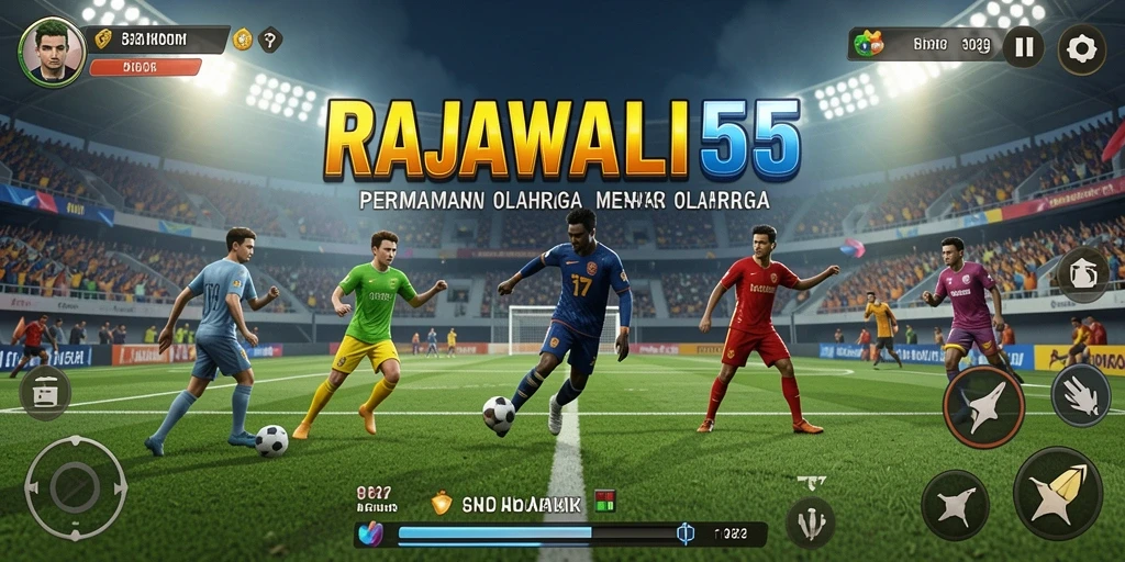 Screenshot RAJAWALI55 menampilkan aksi mendebarkan dalam permainan olahraga.