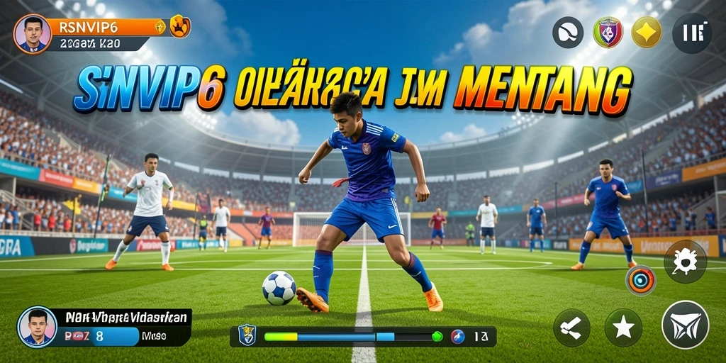 Screenshot RSNVIP6 menampilkan aksi seru dalam pertandingan sepak bola.