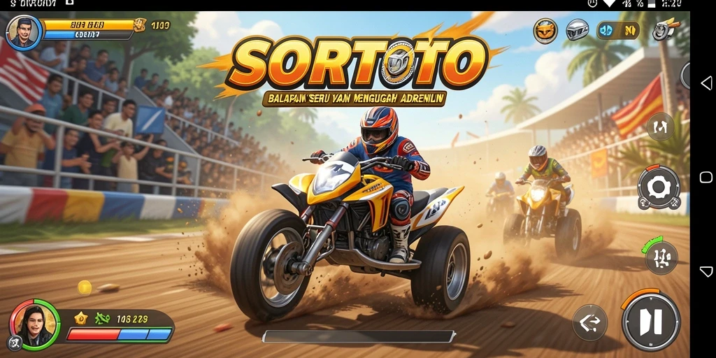 Tangkapan layar menunjukkan serunya gameplay balapan SORTOTO.