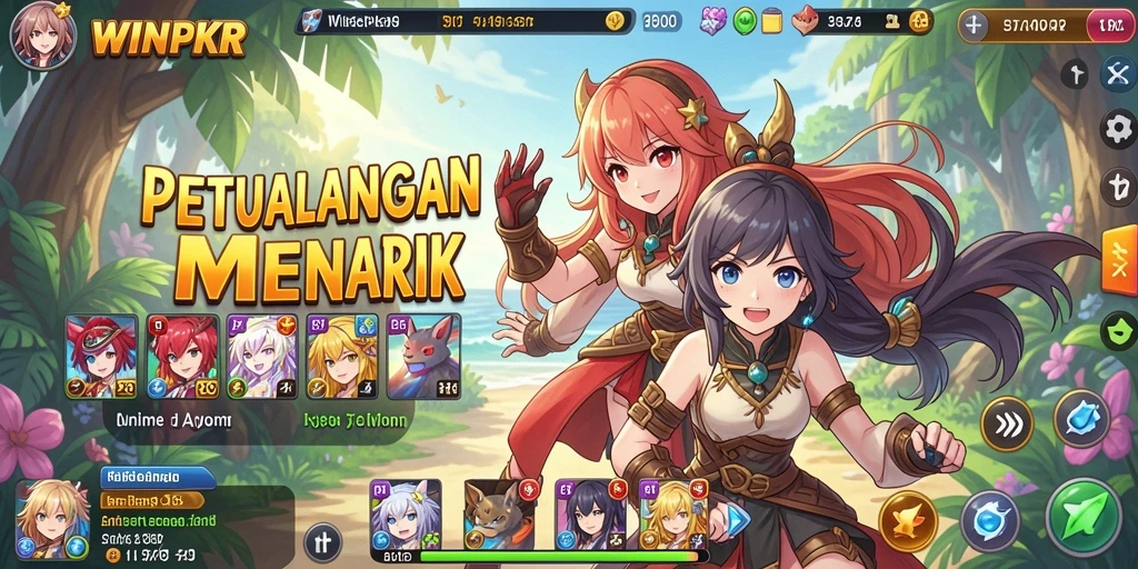 Screenshot gameplay <strong>WINPKR</strong> yang menampilkan aksi karakter Anime.